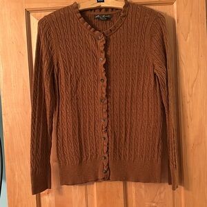 Eddie Bauer ruffle cable knit cardigan- size L